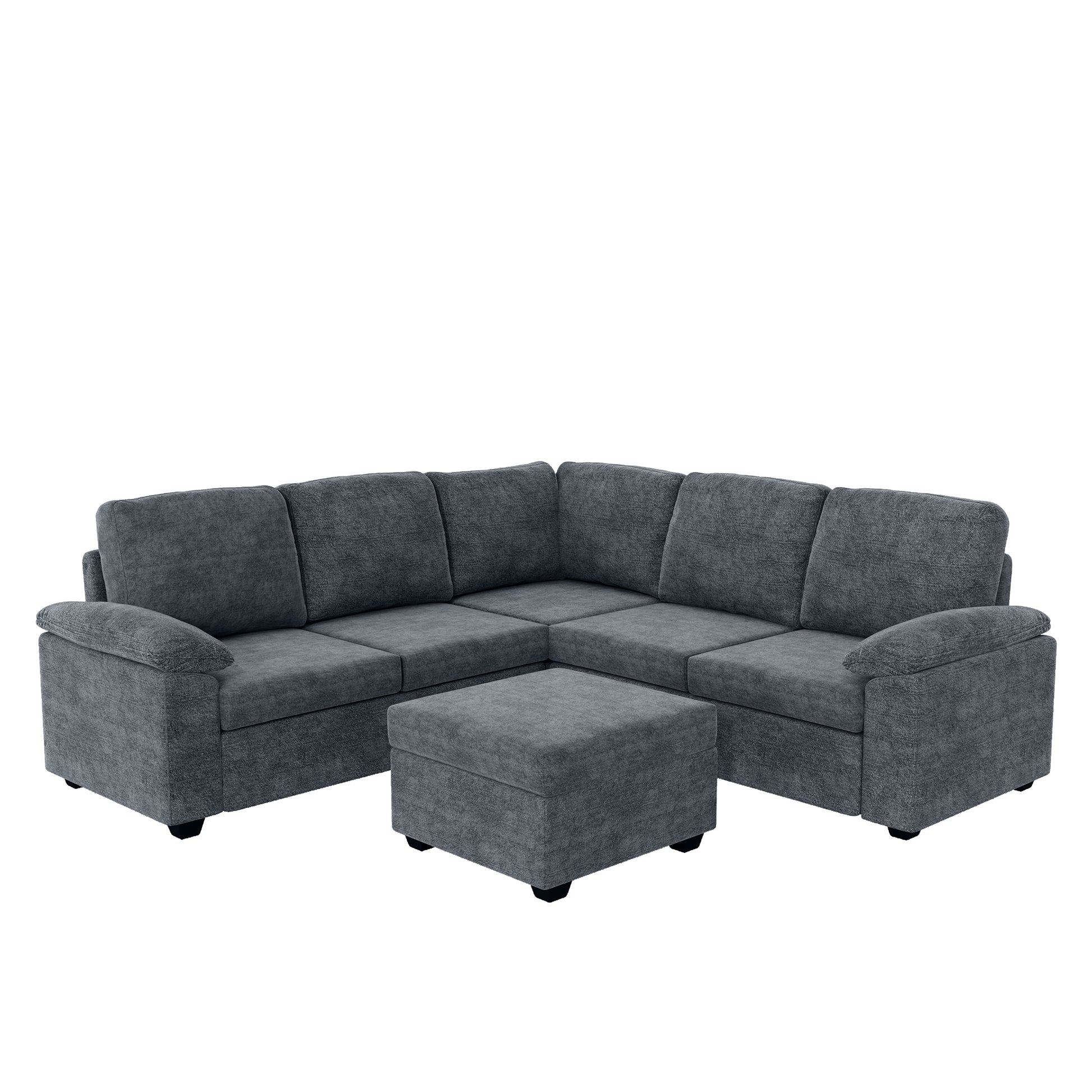 84*84" Modern Velvet Sectional Sofa Set,Large U Shaped Upholstered Corner Couch With Ottoman,Armrest Pillow,6 Seat Indoor Furniture For Living Room,Apartment,Office,2 Colors Gray Velvet 6 Seat