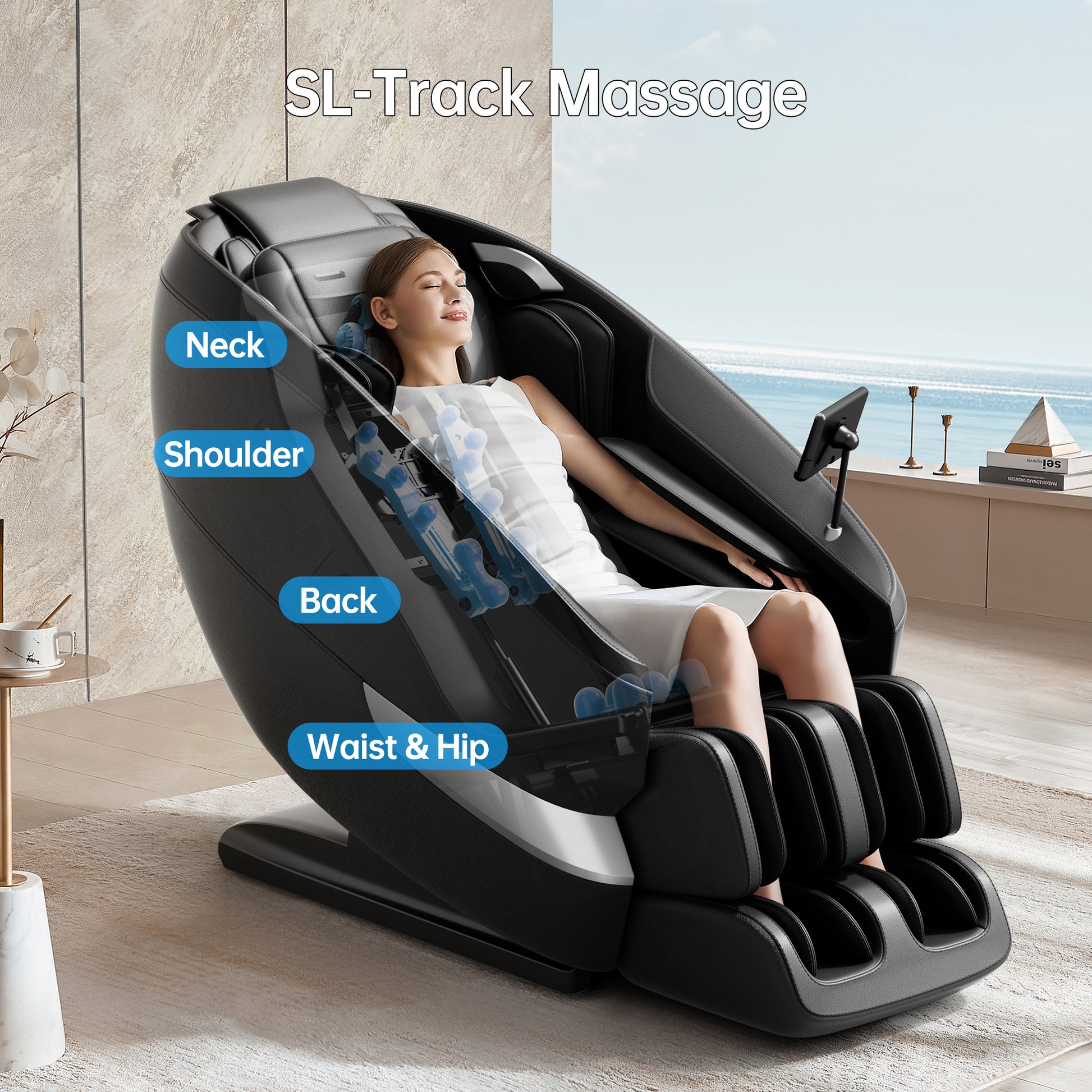 2024 Massage Chair Full Body, Shiatsu Massage Chair Recliner With Airbag Massage, Lcd Touch Screen, Lower Back And Calf Heating, Customizable Features And Zero Gravity Modes Black Black Faux Leather Power Remote Primary Living Space Push Button Foam Abs