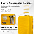 Hard Shell Luggage, 3 Piece Set, With Tsa Lock, 20 Inches 24 Inches 28 Inches Antique Yellow Polypropylene