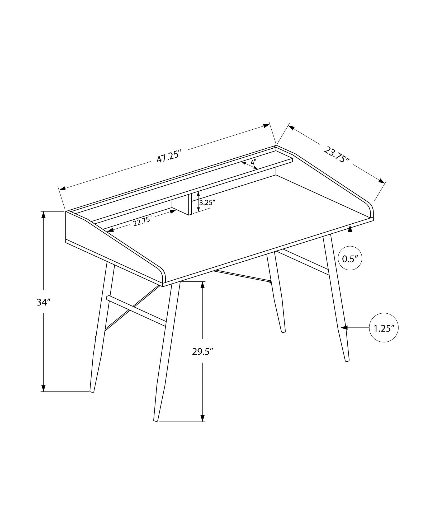 Computer Desk, Home Office, Laptop, Storage Shelves, 48"L, Work, White Laminate, White Metal, Contemporary, Modern White Particle Board