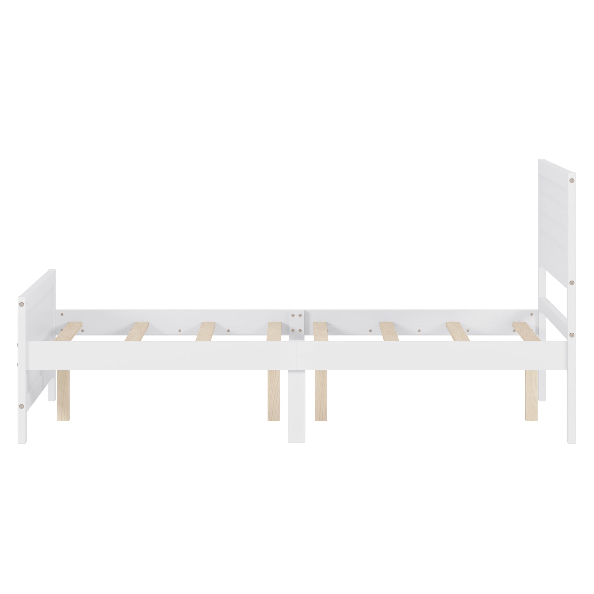 Wood Platform Bed Frame With Headboard, Mattress Foundation With Wood Slat Support, No Box Spring Needed, Queen Size, White Box Spring Not Required Queen White Wood Solid Wood Mdf