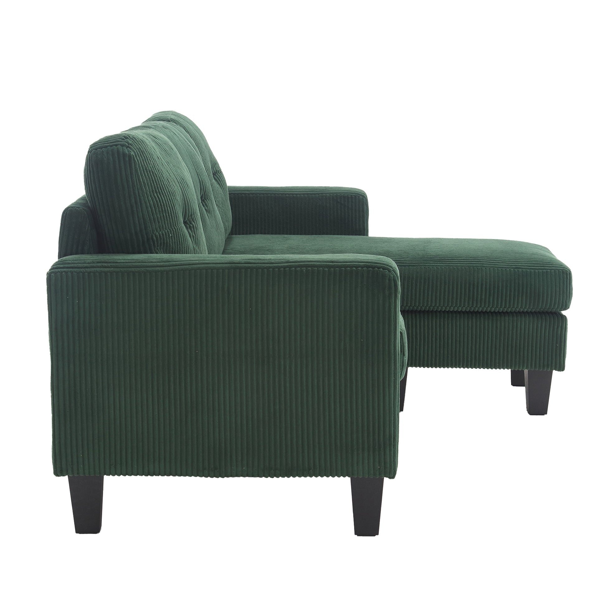 Velvet Sectional Couchl Shaped Sofa With Ottoman For Small Apartment Emerald Velvet 3 Seat