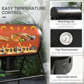 Outsunny Barrel Charcoal Bbq Grill With 420 Sq.In. Cooking Area, Outdoor Barbecue With Wheels, Ash Catcher And Built In Thermometer For Patio Picnic, Backyard Party, Black Black Steel