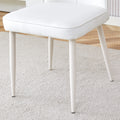 Table And Chair Set, Mdf Desktop, White Metal Table Legs, Stable And Beautiful, Suitable For Most Styles Of Home. Modern Simple Dining Table, Comfortable Seating. White Seats 4 Mdf