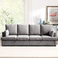 Modern Modular Sofa, 4 Seat Chenile Sectional Couch Set With 2 Pilows Lncluded, Freely Combinableindoor Funiture For Living Room,Apartment, Office, 3 Colors Dark Grey Chenille Metal Primary Living Space Medium Soft Loose Back Modern Poplar Foam Plywood 4