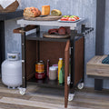 Outdoor Grill Cart With Stainless Steel Tabletop, Storage, Patio Kitchen Island With Wheels, Hooks, And Spice Rack, Waterproof Outdoor Grill Table, Movable Bbq Serving Cart Rolling Bar Cart Brown