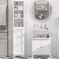 Homcom Tall Bathroom Storage Cabinet Freestanding Linen Tower With 3 Tier Open Adjustable Shelf, White White Mdf