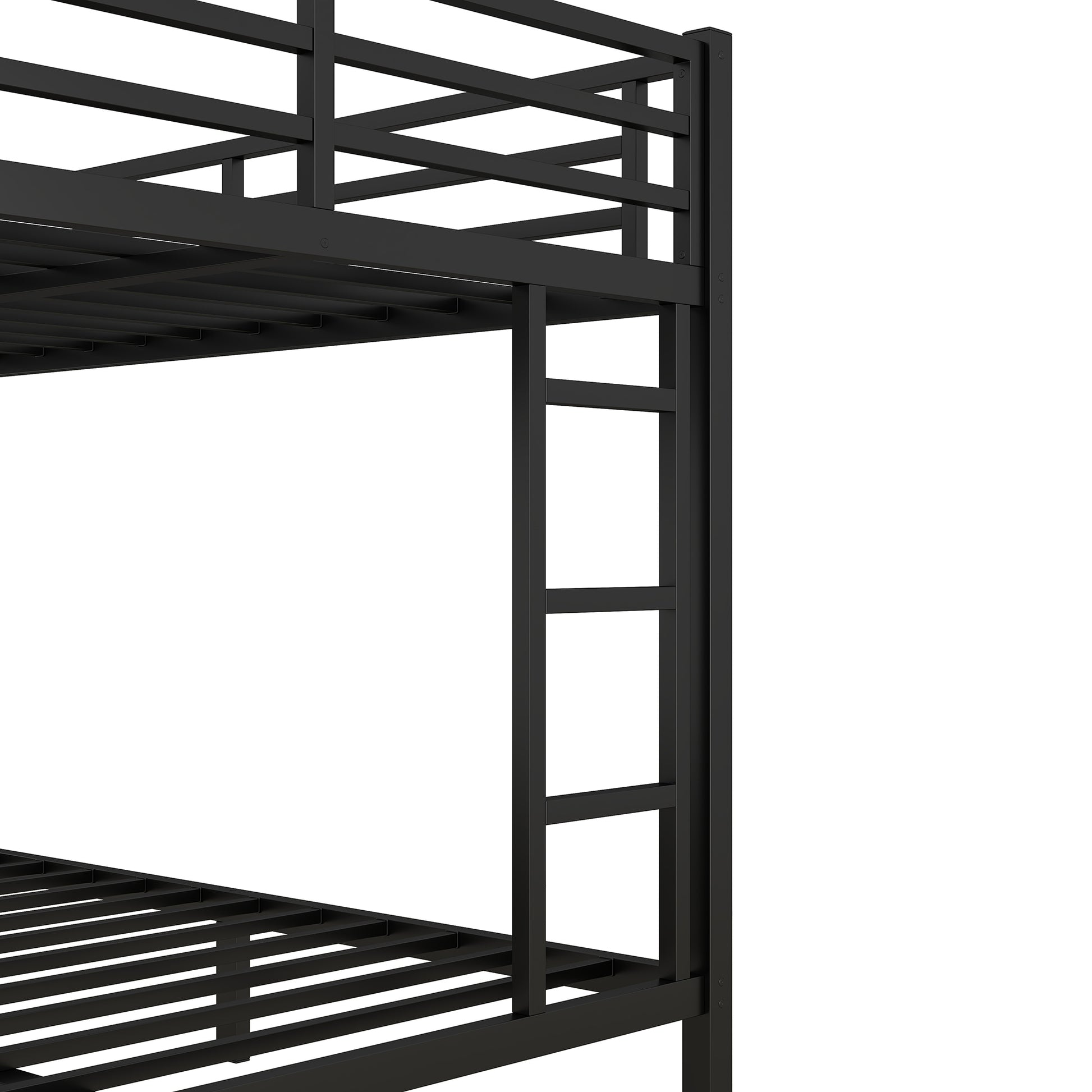 Metal Full Xl Over King Bunk Bed For Teens And Adults,Space Saving Noise Reduced No Box Spring Needed, Black Full Xl Black Metal