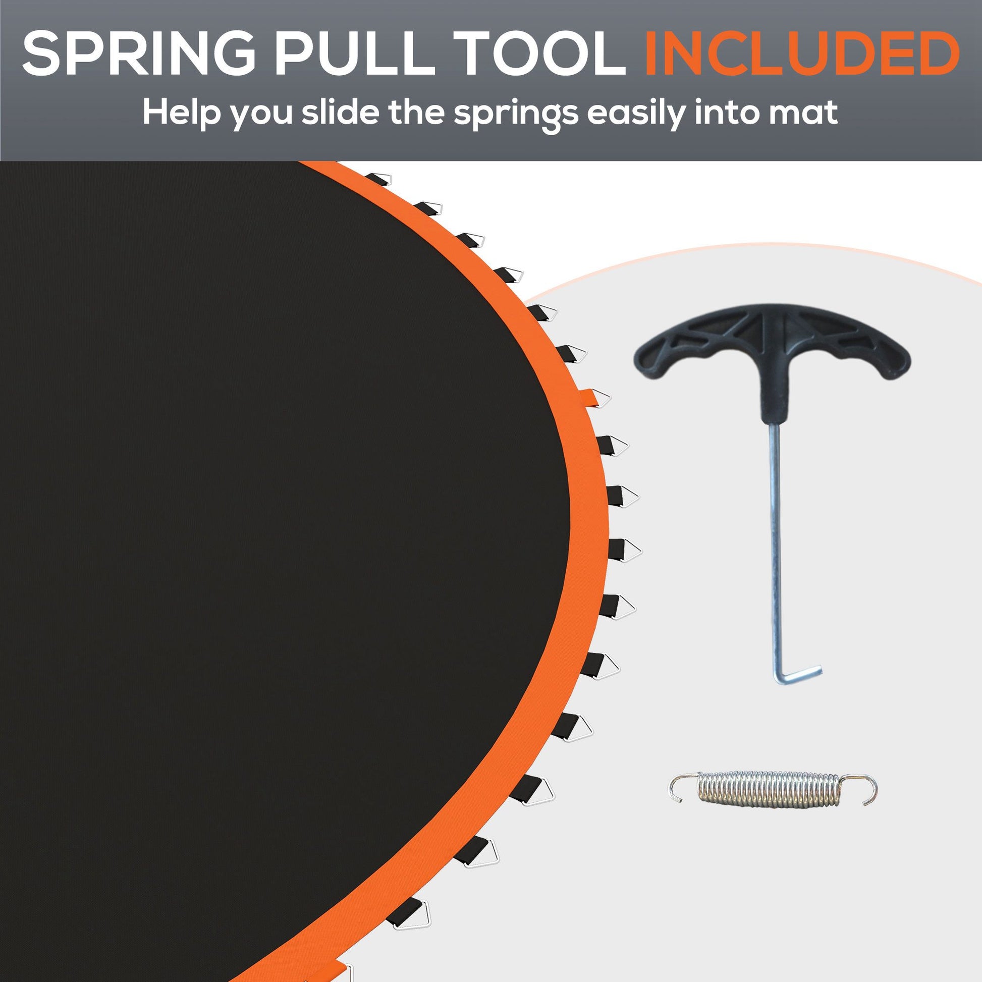 Soozier Trampoline Replacement Mat, Fits 12' Trampoline With 72 V Hooks & 5.5" Springs, Trampoline Mat With 8 Rows Of Stitching & Spring Pull Tool Spring & Frame Not Included , Orange Orange Plastic