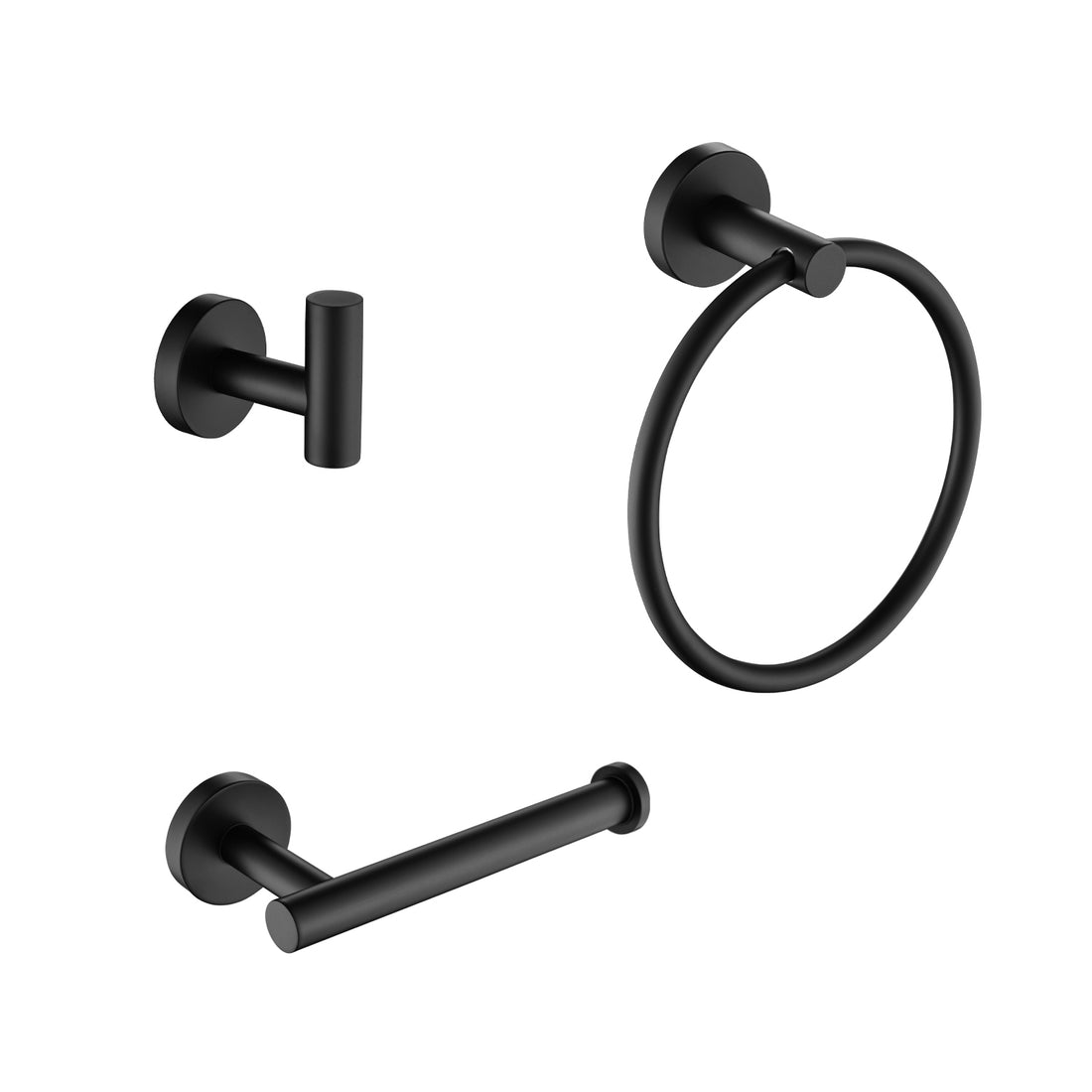 3 Piece Bathroom Hardware Set Matte Black Stainless Steel