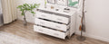 Elegant High Gloss Dresser With Metal Handle,Mirrored Storage Cabinet With 6 Drawers For Bedroom,Living Room,White White Mdf