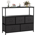 Tv Stand Dresser For Bedroom Entertainment Center With 5 Fabric Drawers, Storage Organizers Units For Living Room, Media Console Table With Open Shelf Up For 45