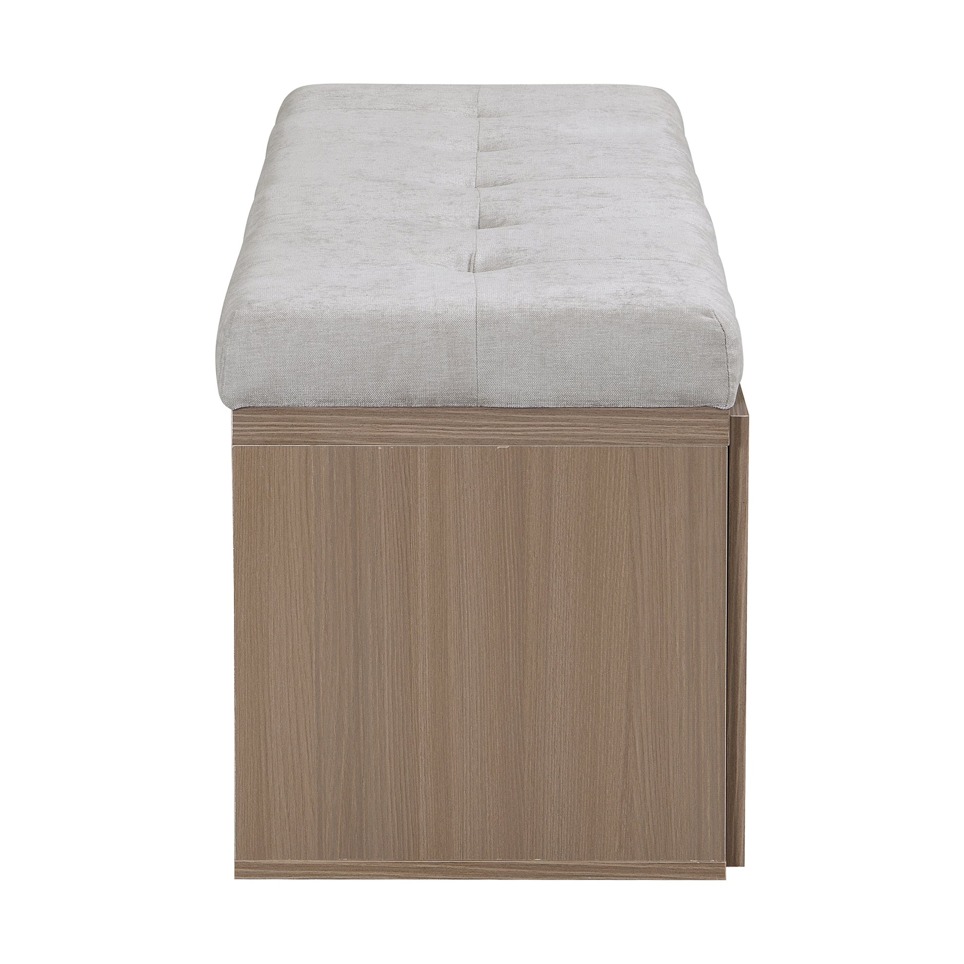 49" Shoe Storage Bench Entryway Shoe Cabinet Storage Ottoman With Padded Seat Cushion And Double Doors For Entryway, Hallway And Bedroom, Light Grey Cushioned Light Grey Chenille Solid Shoe Storage