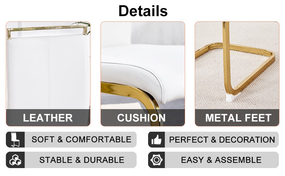 Table And Chair Set, White Imitation Marble Texture Glass Tabletop, Black Mdf Table Legs, Stable And Beautiful. Modern Simple Dining Table, Comfortable Seating. White Black Seats 6 Mdf Glass