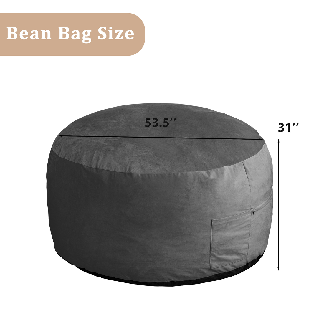 Bean Bag Chair: Giant 5' Memory Foam Furniture Bean Bag Chairs For Adults With Microfiber Cover 5Ft Gray Primary Living Space Soft Casual,Classic,Modern Foam Lychee Velvet