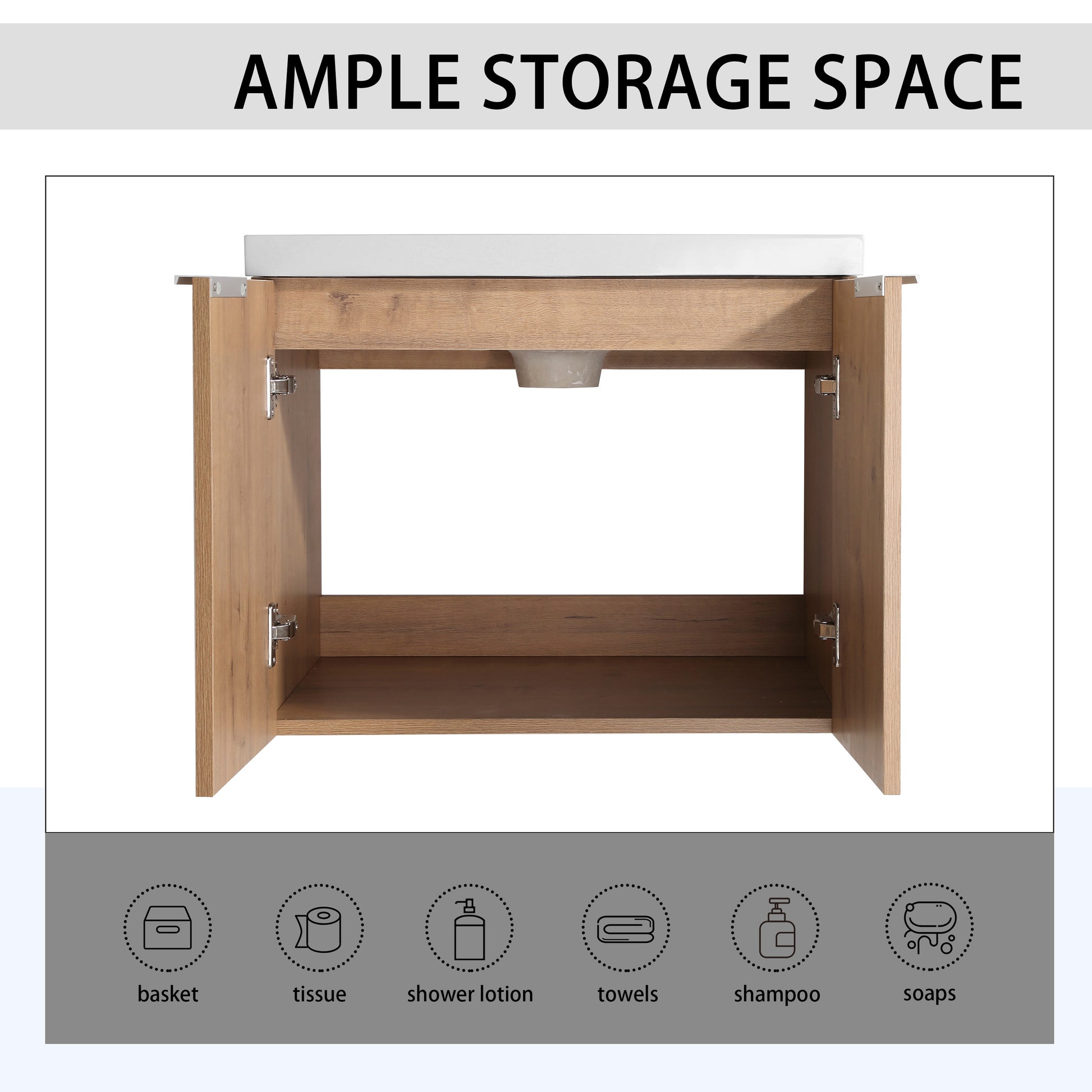 60" Wall Mounted Bathroom Vanity With Sink And Side Cabinet, Soft Close Doors,00112Imox1 0624Imox2 0612Gwh Combination Cabinet Kd Packing Imitative Oak Bathroom Modern Plywood Plywood