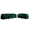 Modern Fabric Living Room Sofa Two Piece Set, Two 2 Seater Sofas With 8 Cushion Upholstery Large Deep Seat Recliner, Green Corduroy Fabric Green Corduroy 5 Seat