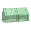 Outsunny 6' X 3' X 3' Portable Mini Greenhouse Outdoor Garden With Large Zipper Doors And Water Uv Pe Cover, Green Green Plastic