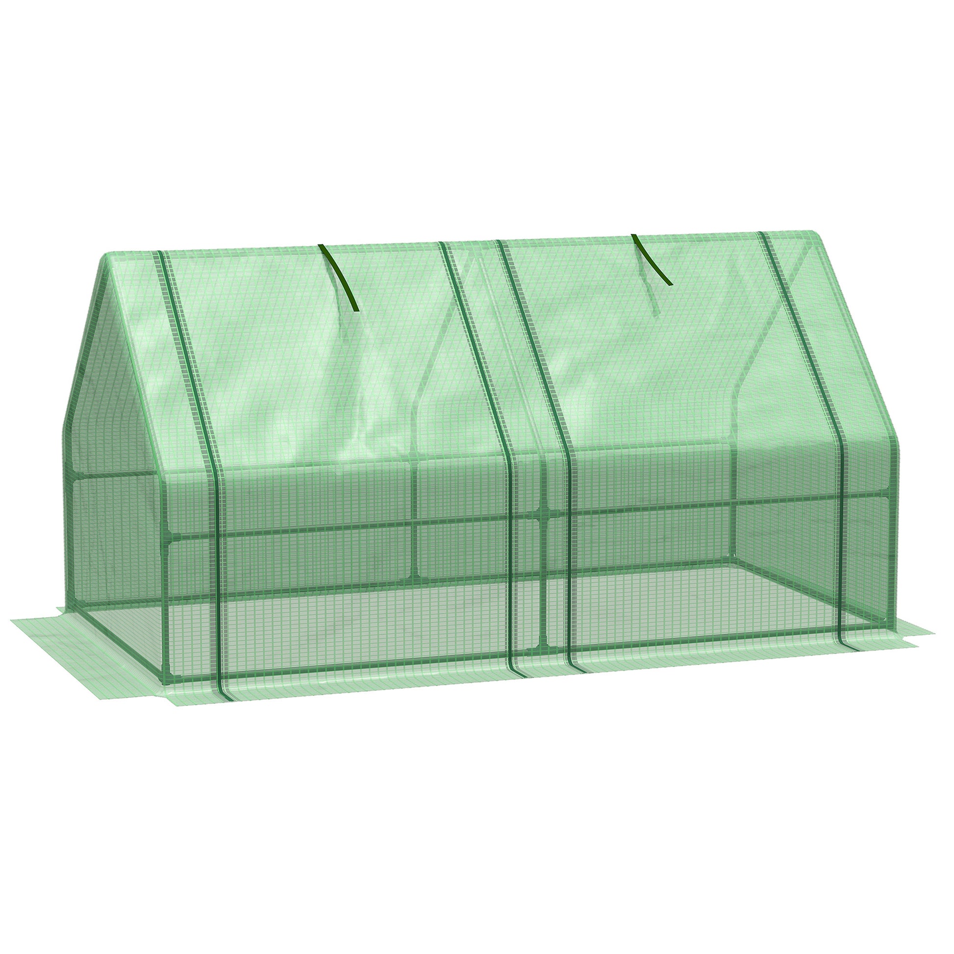 Outsunny 6' X 3' X 3' Portable Mini Greenhouse Outdoor Garden With Large Zipper Doors And Water Uv Pe Cover, Green Green Plastic