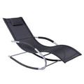 Outsunny Zero Gravity Rocking Chair Outdoor Chaise Lounge Chair Recliner Rocker With Detachable Pillow And Durable Weather Fighting Fabric For Patio, Deck, Pool, Black Black Steel