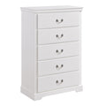 Classic Traditional 1Pc Wooden Chest Of 5 Drawers White Finish Bedroom Furniture White Wood