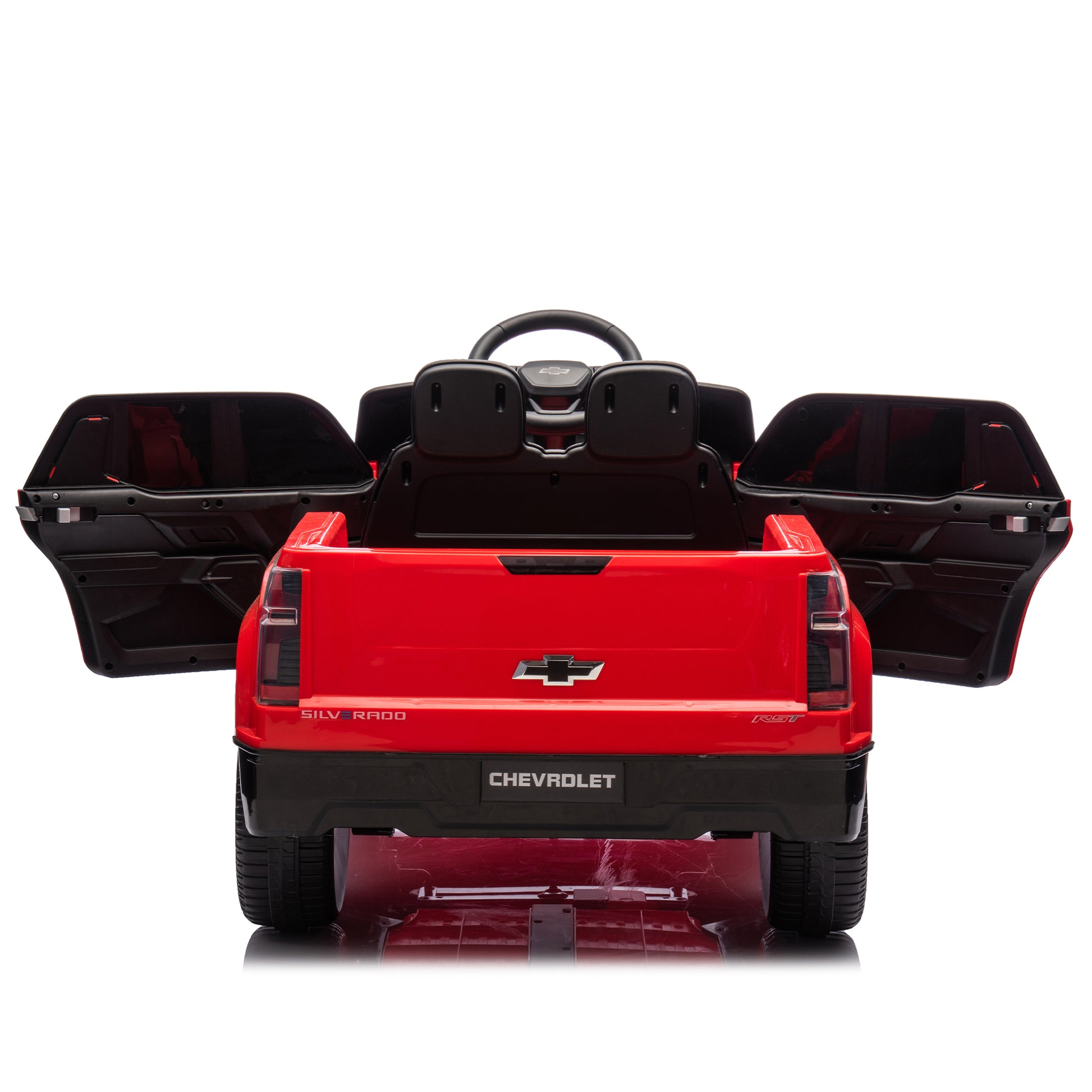 24V Kids Ride On Car W Parents Control,Licensed Chevrolet Silverado,Four Wheel Suspension,Led Lights,Bluetooth,Music,Usb,Mp3,Power Display,Speeds 2.49 3.73Mph For Kids Aged 37 95 Months. Red Plastic