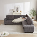 110 Inch Oversized Corduroy Corner Sofa,L Shaped Corner Couch With Two Storage Spaces,Usb Port & T Pyce Port And Cup Holderdeep Seat Comfy Upholstered Couches For Living Room Not Freely Combinable Dark Grey Corduroy 5 Seat