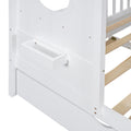 Wooden Twin Size House Bed With Trundle, Modern Design For Kids With Storage Shlef, White Twin White Solid Wood