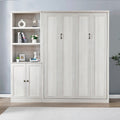 Full Size Half Self Close And Open Murphy Bed With 1 Side Cabinet Storage Shelf, Cabinet Space Saving Bed Perfect For Guest Room, Bed Room, Guest Room, Home Office, Rustic White Box Spring Not Required Full Rustic White Wood White Pine Murphy Solid Wood