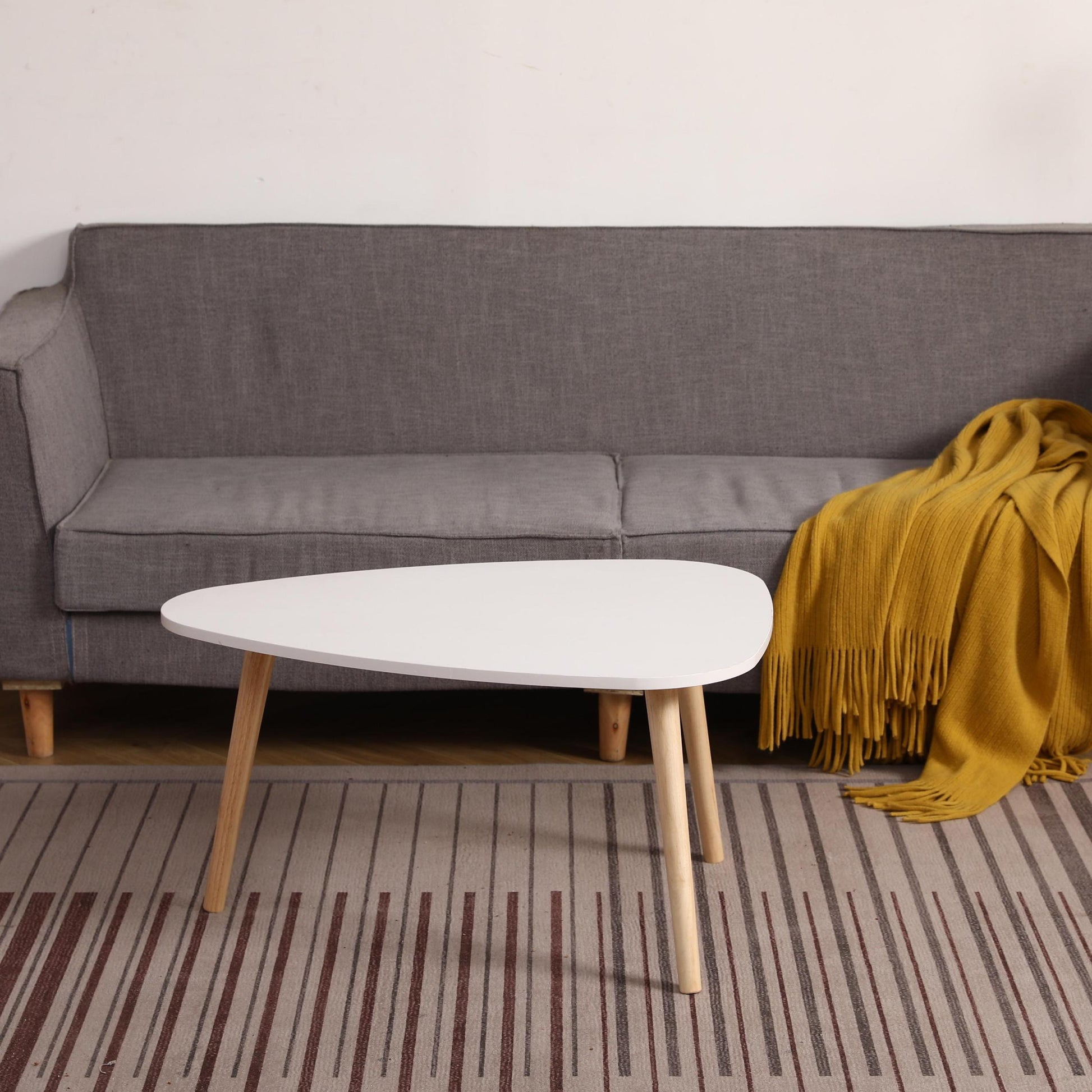 Egg Shape Coffee Table 790 White Oak Primary Living Space Modern Rubberwood Particle Board Particle Board
