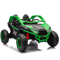 24V Two Seater Kids Ride On Utv W Parents Control,20In Seat Width,400W Super High Power,Four Wheel Suspension,Bluetooth,Mp3,Usb,Led Light,Horn,Rear Storage Space,Speeds 3.73 4.97Mph For Kids Aged 3 . Green 100 149 Lbs Polypropylene