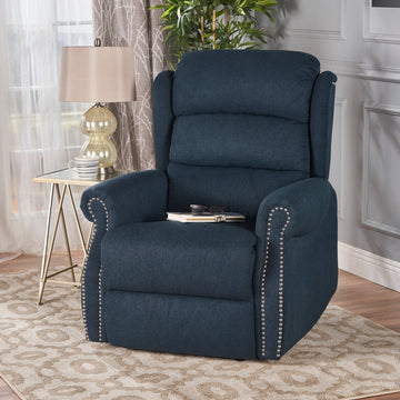 Power Recliner Navy Blue Fabric