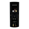 Oban Corner Bar Cabinet With Five Shelveseight Bottle Cubbies And Steamware Black Primary Living Space Modern Shelves Included Particle Board