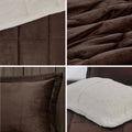 Plush To Sherpa Down Alternative Comforter Set Queen Brown Ivory Polyester