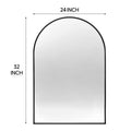 Black 24X32 Inch Metal Arch Barhroom Mirror Black Classic Mdf Glass Aluminium