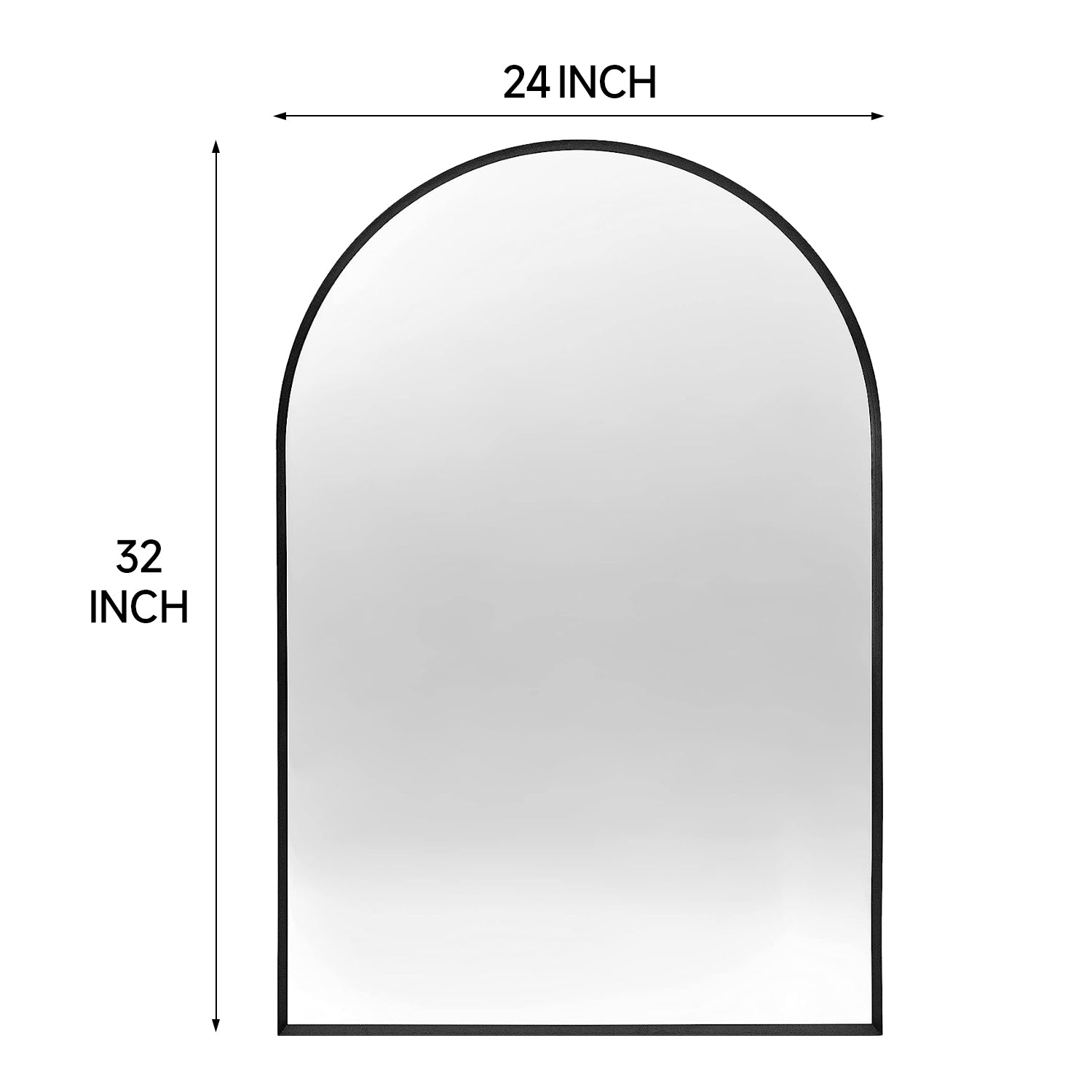 Black 24X32 Inch Metal Arch Barhroom Mirror Black Classic Mdf Glass Aluminium