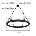 6 Light Living Room Steel Dimmable Candle Style Wagon Wheel Chandelier Ul Certified Antique Brass Black Ceiling Lights Steel Metal