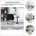Modern Velvet Desk Chair Swirl Office Chair With Adjustable Foot Nails,Comfy Computer Task Chair Metal Legs Upholstered Accent Arm Chair For Living Room Bedroom Small Spaces Home Office Black Black Foam Velvet