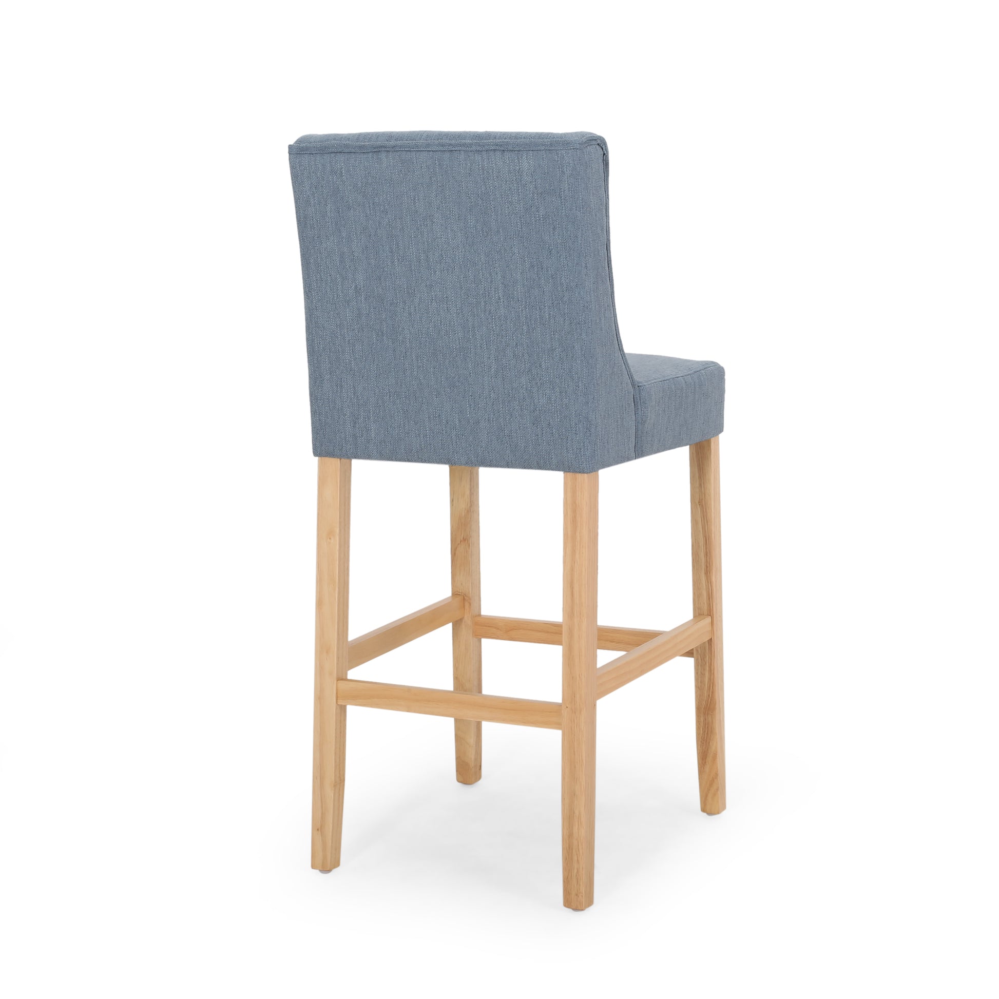 Vienna Contemporary Fabric Tufted Wingback 31 Inch Counter Stools, Set Of 2, Light Blue And Natural Light Blue Fabric