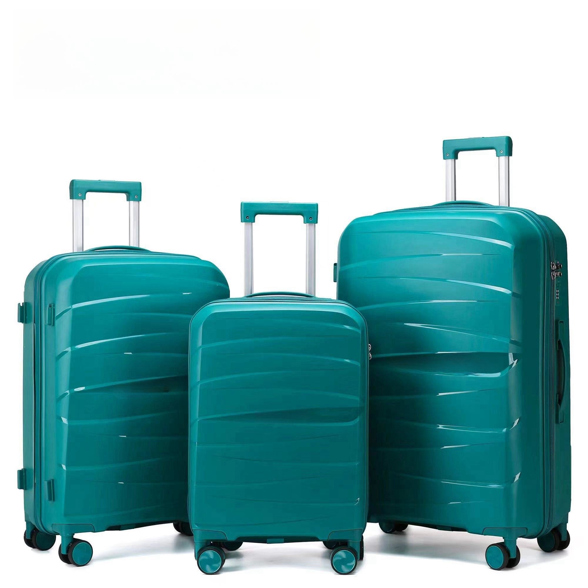 Hard Shell Luggage, 3 Piece Set, With Tsa Lock, 20 Inches 24 Inches 28 Inches Antique Green Polypropylene