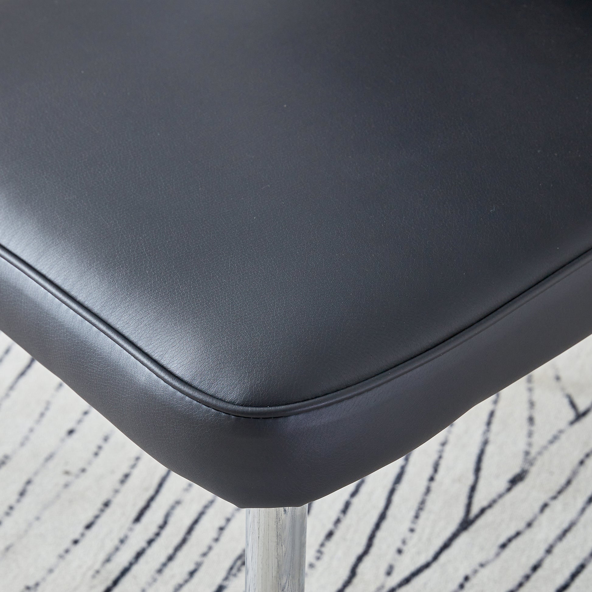 Table And Chair Set. Large Modern Rectangular Table With Brown Glass Top And Silver Metal Legs. It Comes With Soft And Comfortable Pu Seats, Faux Leather Upholstered Seats And Silver Metal Legs. Black,Brown Seats 4 Glass Metal