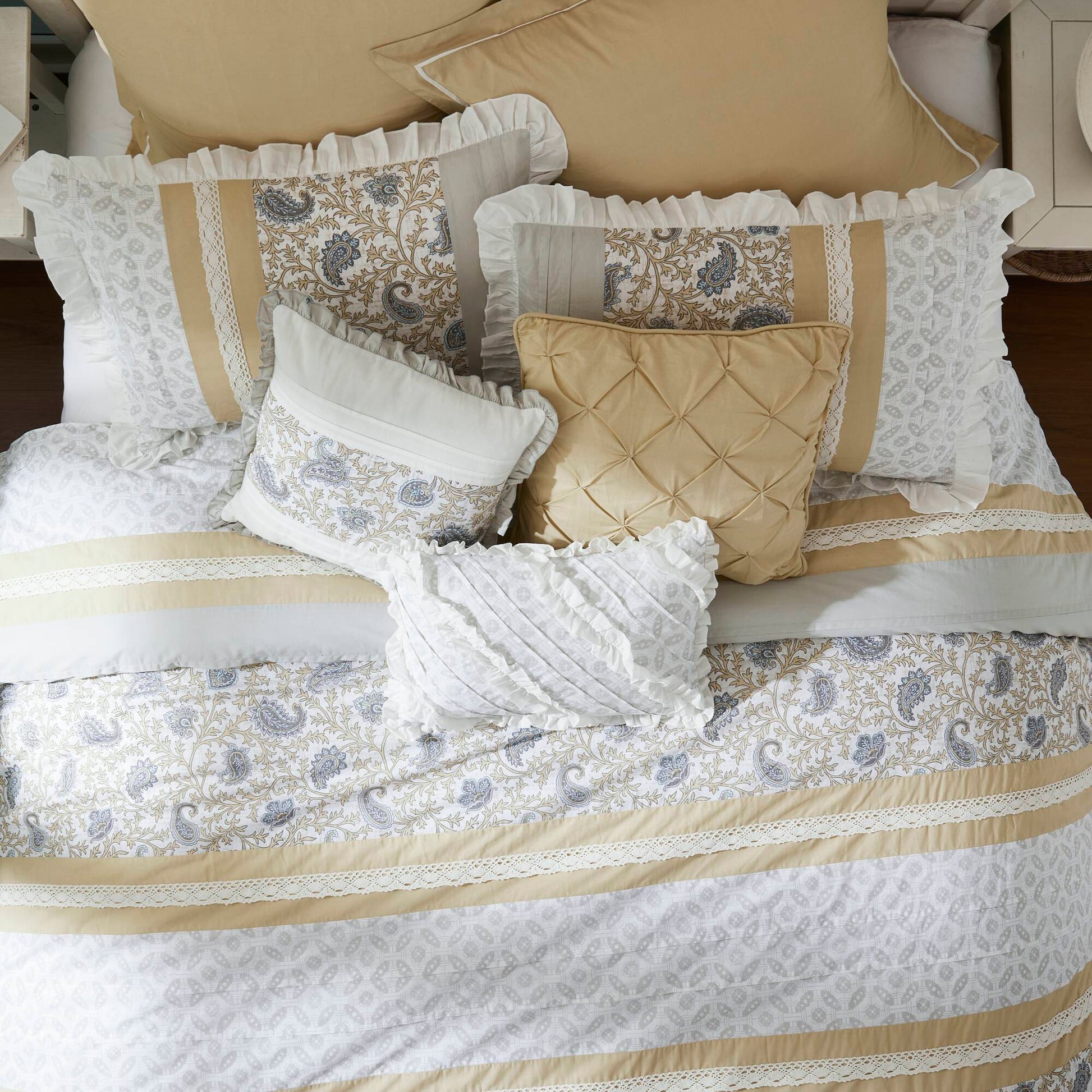 9 Piece Cotton Percale Comforter Set Yellow Queen Queen Yellow Polyester
