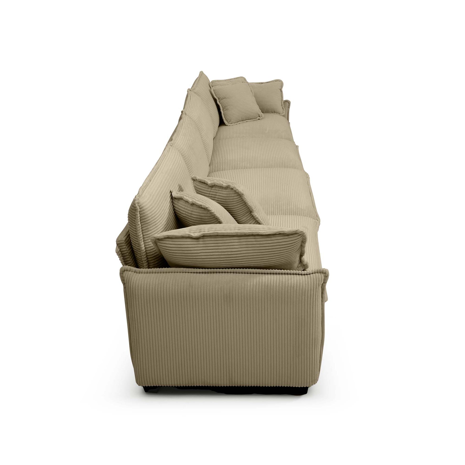 Corduroy Sofa,Modern Upholstered 4 Seater Corduroy Fabric Sofa,Office Living Room Apartment Comfortable Sofa, Easy To Assemble With 2 Arm Pillows And 4 Throw Pillows Tan Corduroy 4 Seat