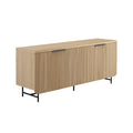 Modern Fluted Door Minimalist Storage Sideboard Coastal Oak Black Light Brown Mdf Mdf