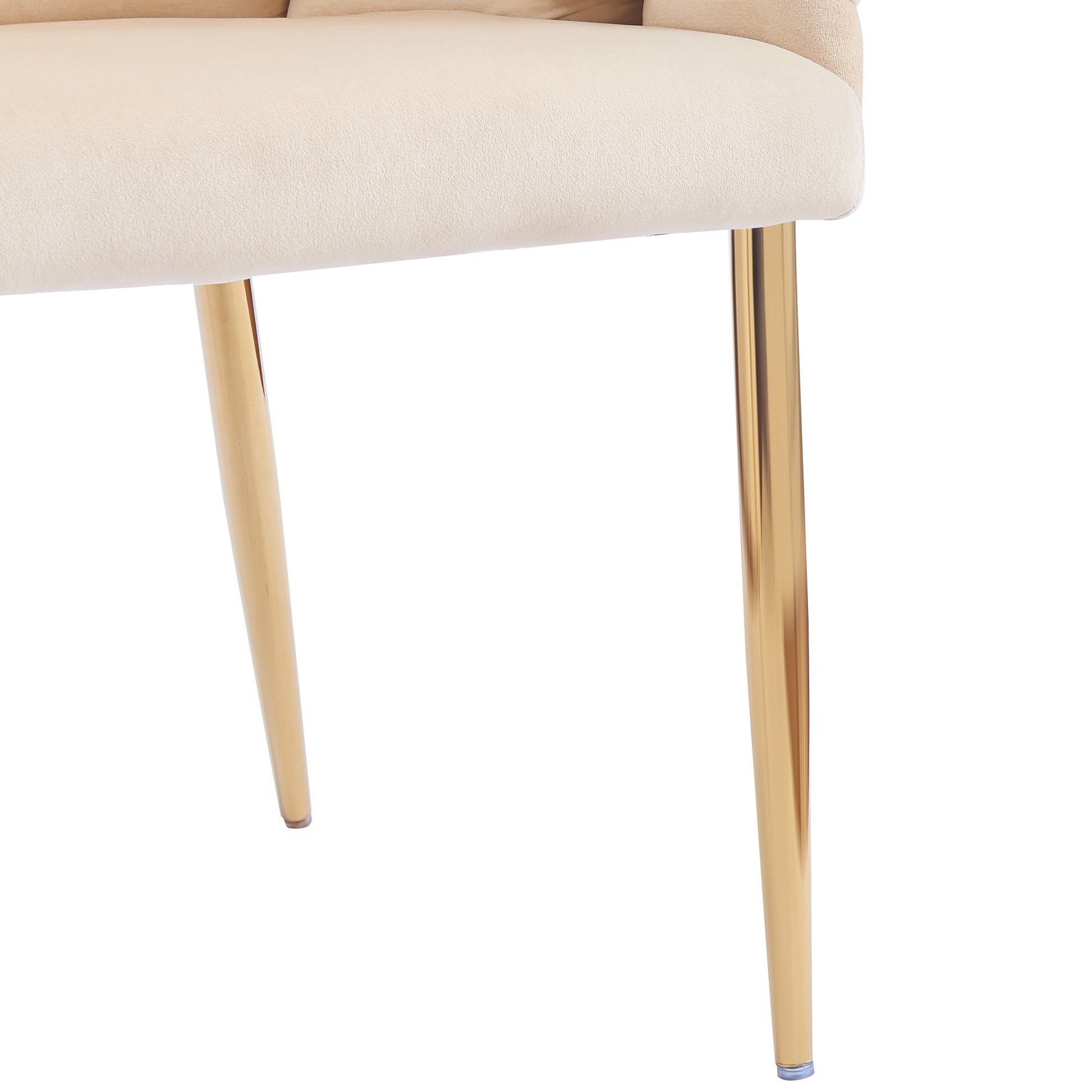 Luxury Handmade Accent Chair With Gold Legs, Modern Velvet Armchair For Living Room And Bedroom Beige Foam Velvet