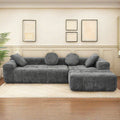 L Shaped Modular Modern Compressed Gray Sofa,Comfy Corduroy Fluffy Couch With Deep Seat,No Assembly Required Couch For Living Room Gray Linen Wood Primary Living Space Soft Cushion Back Extra Heavy