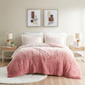 Ombre Shaggy Long Fur Comforter Mini Set Twin Blush Polyester