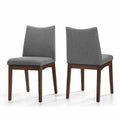 Dining Chair Set Of 2 Dark Grey Fabric