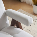 Mid Century Modern Accent Chair With Solid Wood Frame, Upholstered Living Room Chairs With Thick Cushion, Comfy Tufted Arm Chair For Bedroom, Living Room, Velvet, Ivory Ivory White Velvet