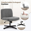 Office Chair Armless Desk Chair No Wheels, Fabric Padded Wide Seat Home Office Chairs, 115 Rocking Mid Back Cute Computer Chair For Bedroom, Vanity, Makeup,Dark Grey Dark Grey Foam Cotton Linen